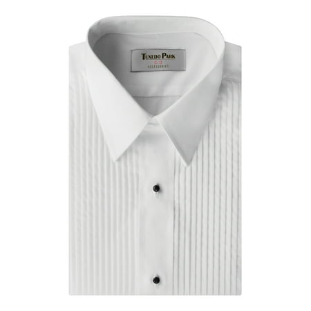 Collar White Shirt - Tuxedo Shirt- White Laydown Collar 1/4 Pleat Shirt
