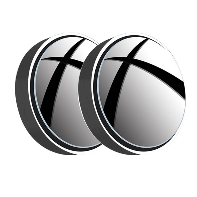 Bwiyojiz Count 2pcs 2.2x2.2x0.7" Car Suction Cup Mount Auxiliary Rearview Mirror 360 Degree Rotating Wide-angle Round Frame Blind SPOTMirror Home, Plastic, Black, Gifts for Family