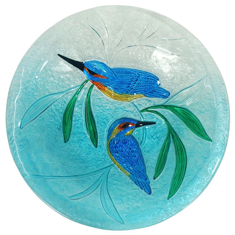 Angelo Décor 18.3-inch tall Hummingbird Harmony Glass Birdbath with Metal Stand and Solar Light
