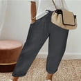 thumbnail image 1 of RXIRUCGD Fashion Womens Casual Solid Color Elastic Loose Pants With Pocket, Gray, Size: L, 1 of 6