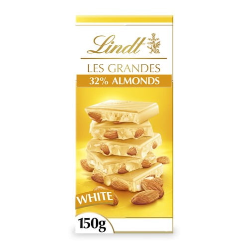 Lindt Les Grandes Almond & White Chocolate Bar 150g, British Import (Pack of 3)