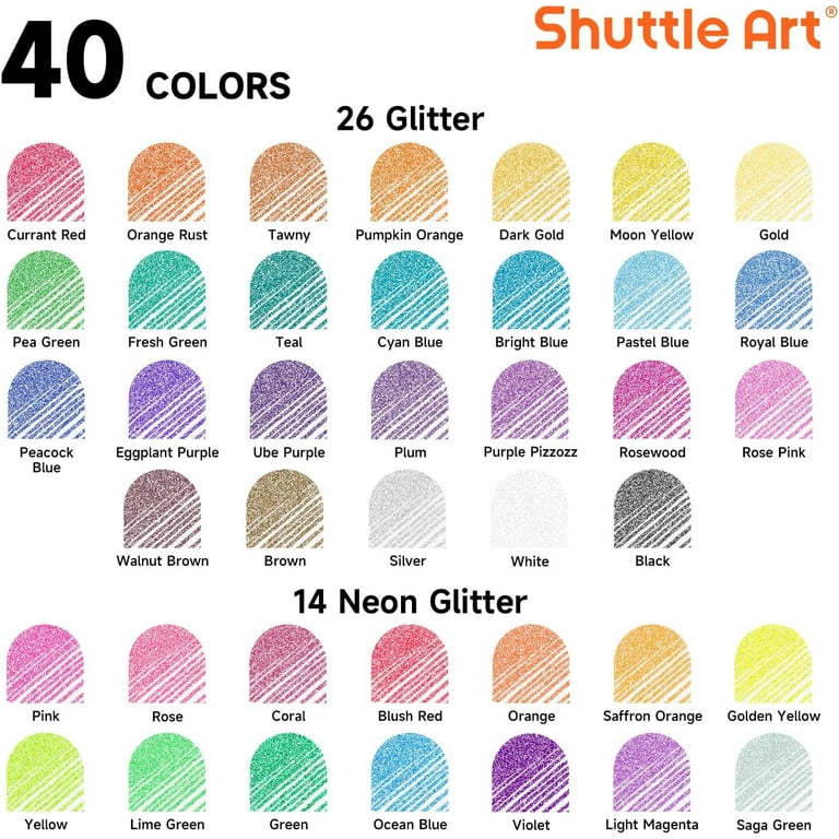 Shuttle Art Glitter Gel Pens, 40 Colors with Refills photo 3