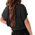 thumbnail image 3 of Short Sleeve Summer Women Solid Color Drop Crop Shirt Tops, 3 of 4