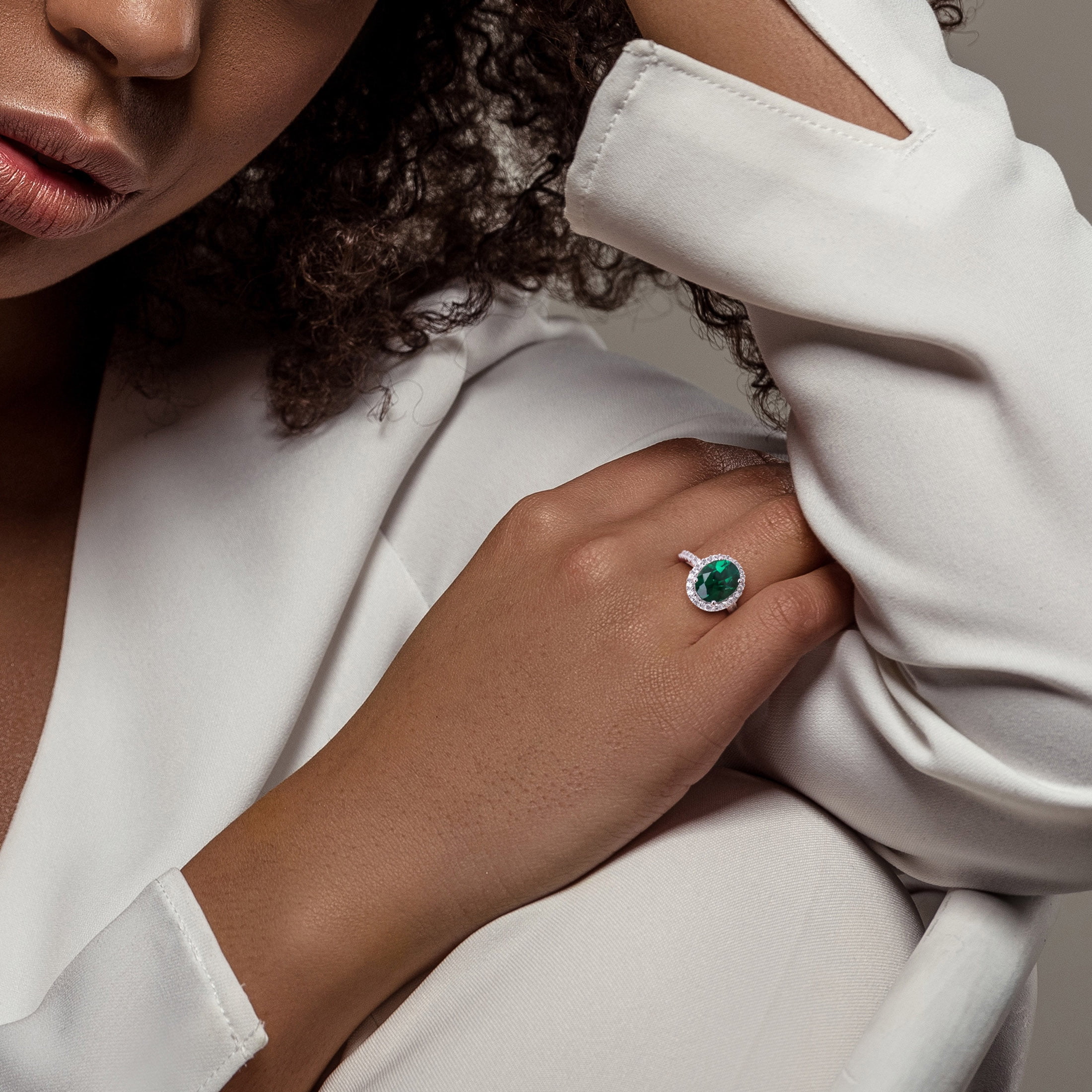 Everly Women's Created Sapphire and Created Emerald 10k White Gold Ring