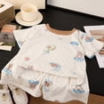 thumbnail image 2 of ZHANGDER Toddler Girls Summer Outfits 1T 2T 3T 4T 5T T-Shirts Shorts Clothing Set Short Sleeves Cute Summer Outfits 2 Pieces Shorts Set, Beige 6-12M, 2 of 7