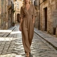 thumbnail image 5 of YanHoo Plus Size Jumpsuit for Women Half Sleeve V Neck Jumpsuits Wide Leg Pants Rompers with Pockets, 5 of 8