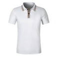 thumbnail image 1 of Striped Casual Shirt V Neck Button Business Versatile T-Shirt Top - Polyester Material, Stitching Design, Perfect for Everyday Life, 1 of 6