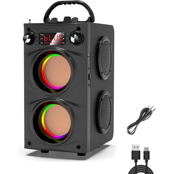 Altavoz Bluetooth Inalámbrico Portátil para Exteriores, Se Puede Vincular Al Karaoke con Micrófono, Reproducción AUS Sin Pérdidas, Sonido Envolvente Estéreo 3D, Subwoofer para Fiestas