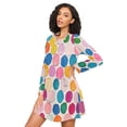 thumbnail image 3 of FORMRS Womens Long Sleeve Nightgowns Crew Neck Sleep Shirt Soft Pajamas Sizes S-3XL, Watercolor Circles, 3 of 8