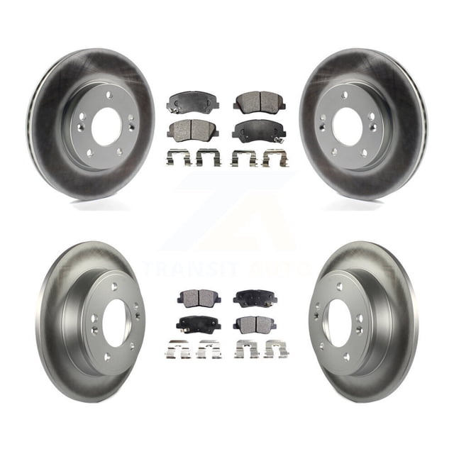 Transit Auto Front Rear Coated Disc Brake Rotors and Ceramic Pads Kit for Car Hyundai Elantra GT Kia Forte Veloster Forte5 Coupe Koup KGT-101177