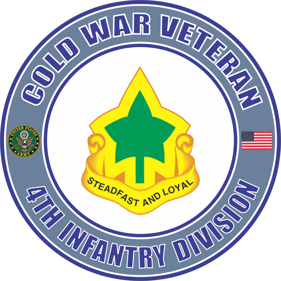 3.8 Inch U.S. Army Cold War 4th Infantry Division Unit Crest Veteran Decal
