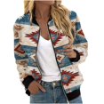 thumbnail image 2 of Feancey Womens Light Weight Bomber Jackets Casual Western Aztec Print Zip Up Coats Loose Fit Baseball Jacket Fall Hoodless Windproof Biker Jacket Coat,Multicolor,2XL, 2 of 6