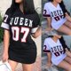 thumbnail image 2 of Vestido de verano para mujer y niña, nuevo, informal, holgado, de algodón y lino, sexy, de manga corta, con escote en V y letras, ajustado, vestido de baloncesto, 2 of 5