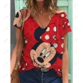 thumbnail image 4 of Camiseta de verano nueva para mujer, blusa de manga corta con cuello en V y estampado de Disney Minnie Mickey Mouse, camisetas de moda de talla grande para mujer, 4 of 5