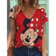 thumbnail image 4 of Camiseta de verano nueva para mujer, blusa de manga corta con cuello en V y estampado de Disney Minnie Mickey Mouse, camisetas de moda de talla grande para mujer, 4 of 5