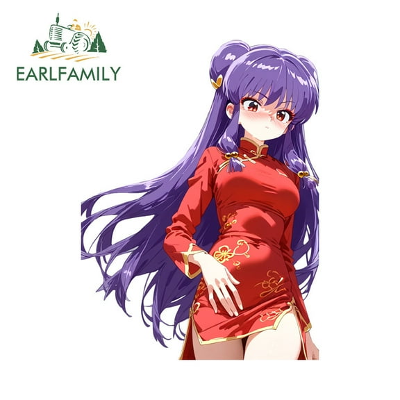 EARLFAMILY 5.1 Inch Ranma Cute Car Sticker Occlusion Scratch Racing Drifting Rearview Mirror PVC Decal Fashionable Waterproof Car Goods