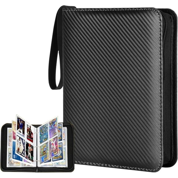 Jahosun Trading Card Binders 4-Pocket Double-Sided 50 Pages 400 Pockets Black