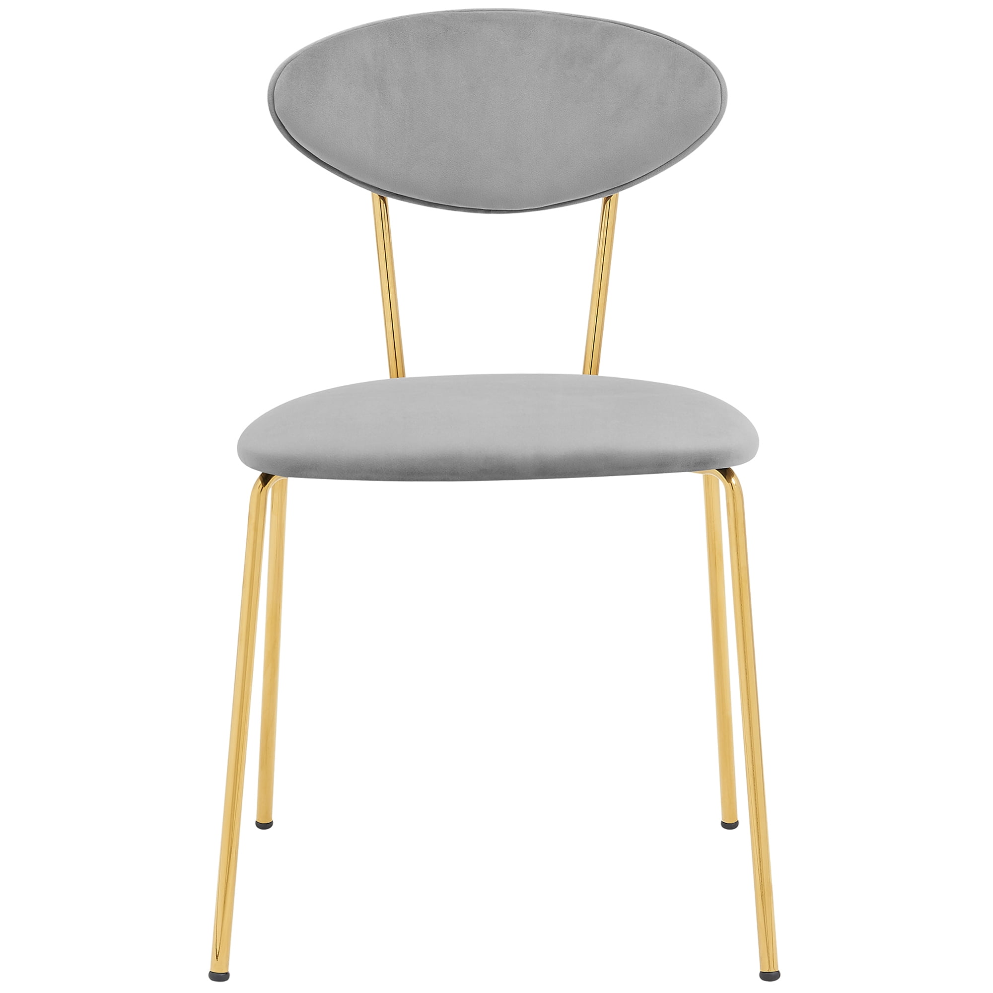 Neo Modern Gray Velvet and Gold Metal Leg Dining Room Chairs - Set of 2