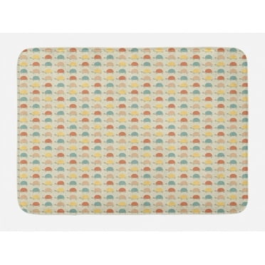 Turtle Bath Mat, Happy Turtles with Hand Drawn Patterns of Polka Dots Chevron Zig Zags and Stripes, Plush Bathroom Decor Mat with Non Slip Backing, 29.5" X 17.5", Multicolor, by Ambesonne