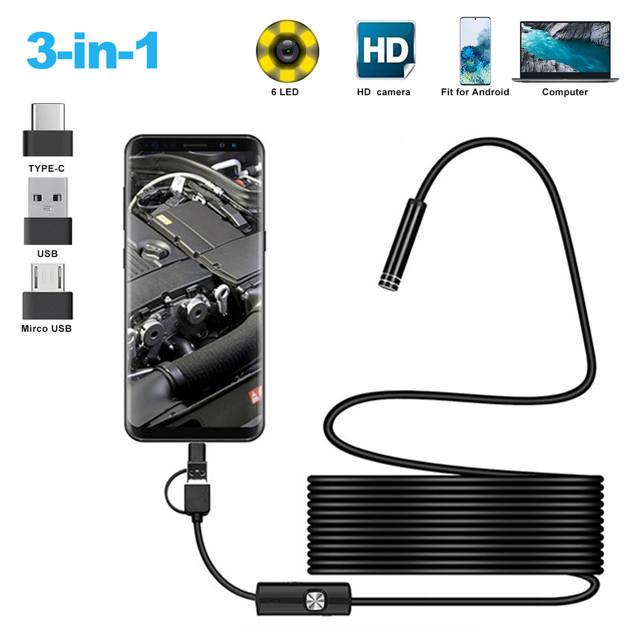 Waterproof USB Endoscope Borescope Inspection Camera For Android Phone Windows 