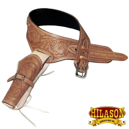 Tan Hilason Western Right Hand Gun Holster Rig 22 Caliber Leather