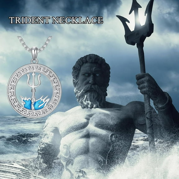 Trident Necklace 925 Sterling Silver Poseidon Trident Pendant Necklace Ancient Greece Amulet Jewelry for Men Women