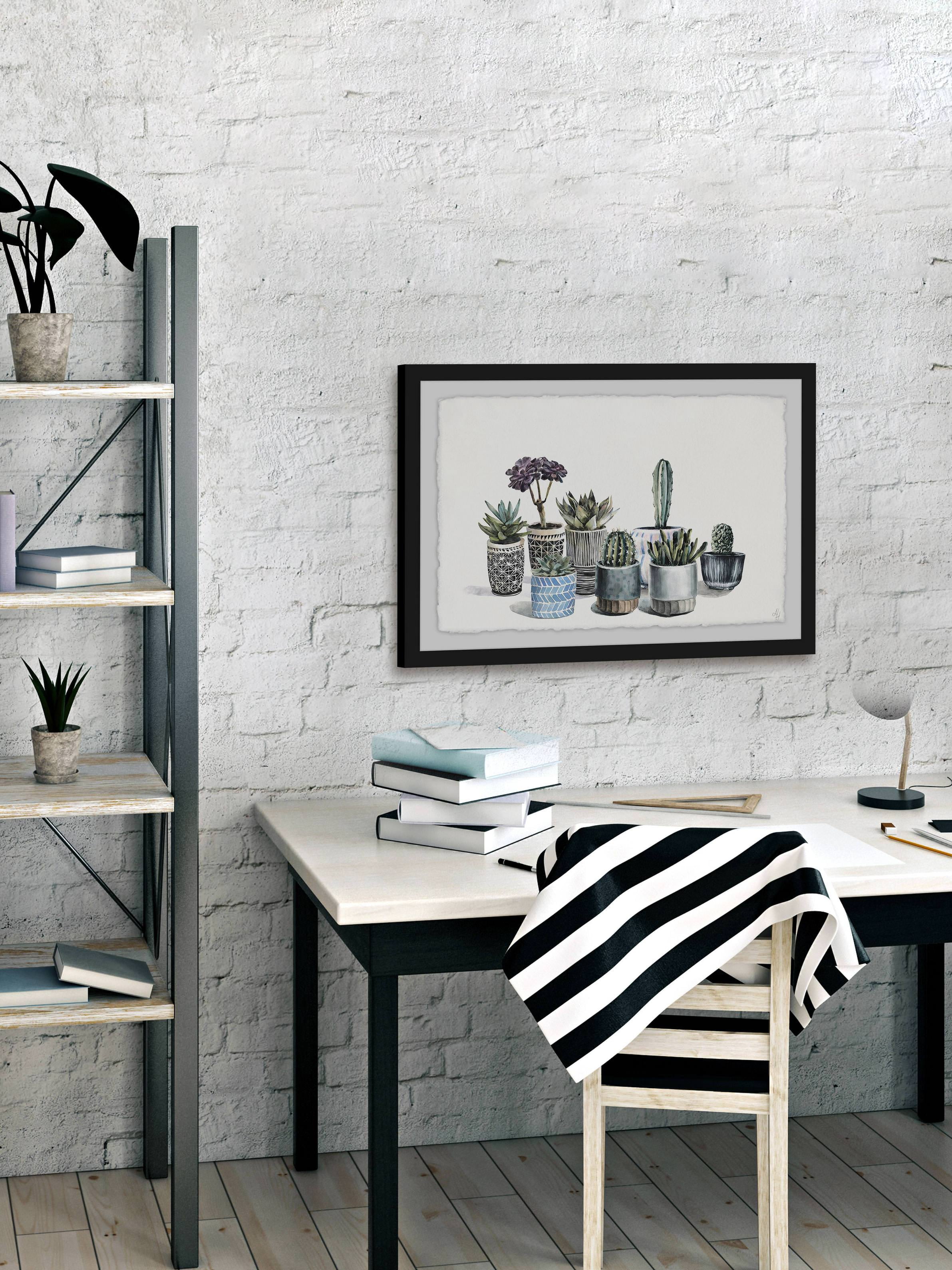 Garden Of Succulents Framed Painting Art Print, 45.00" x 1.50"