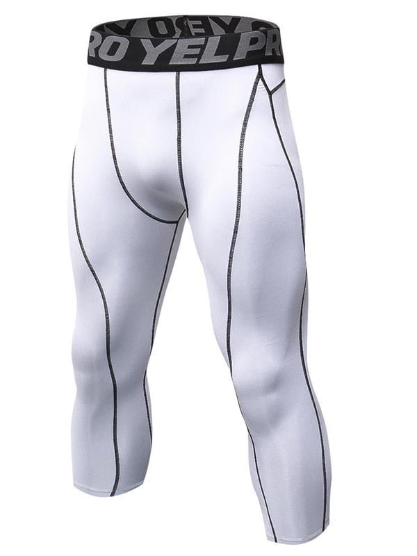 Men Gym Sport Thermal Pants Compression Base Layer 3//4 Leggings Running Trousers