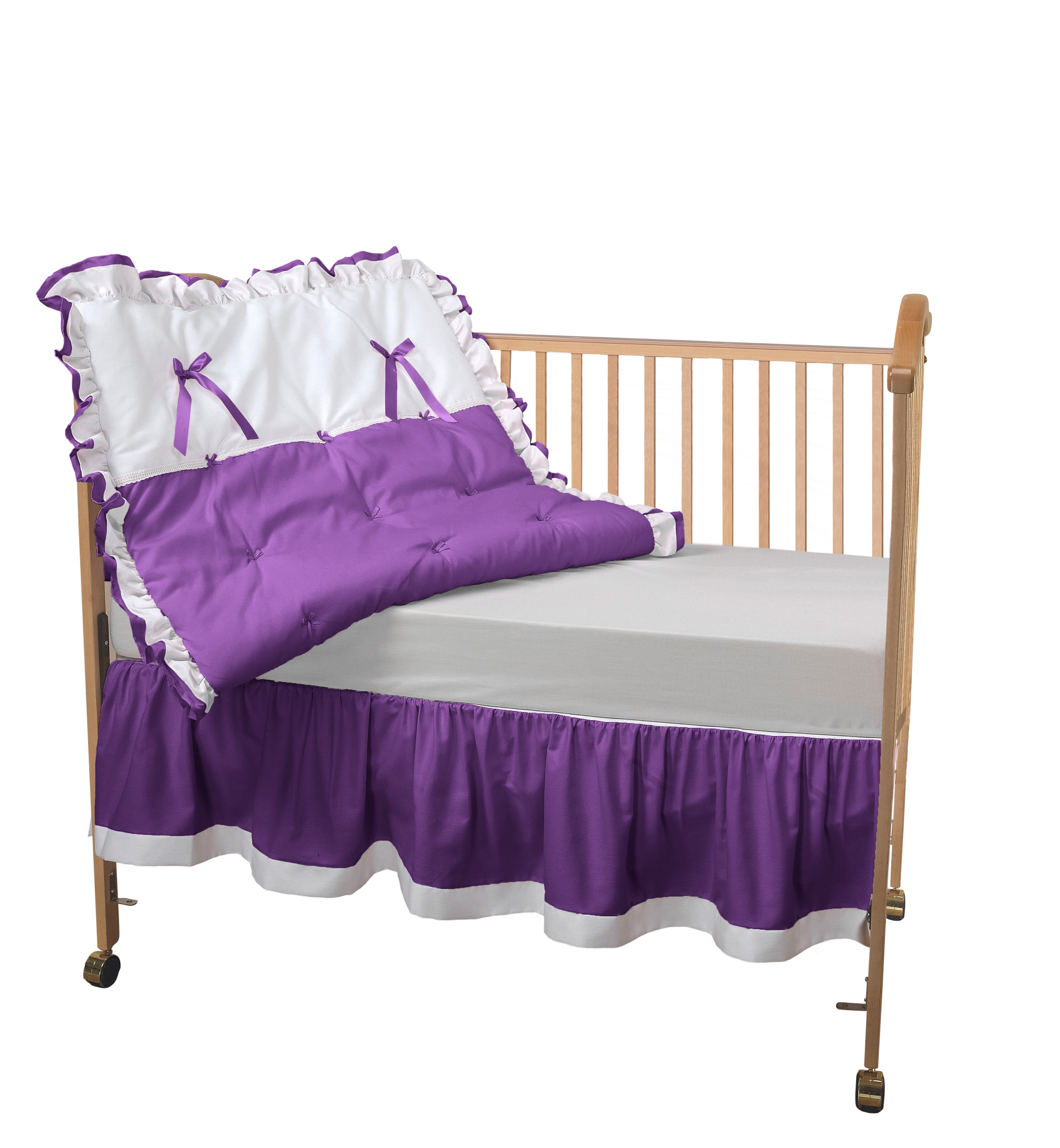 baby doll bedding regal 3 piece crib bedding set, plum
