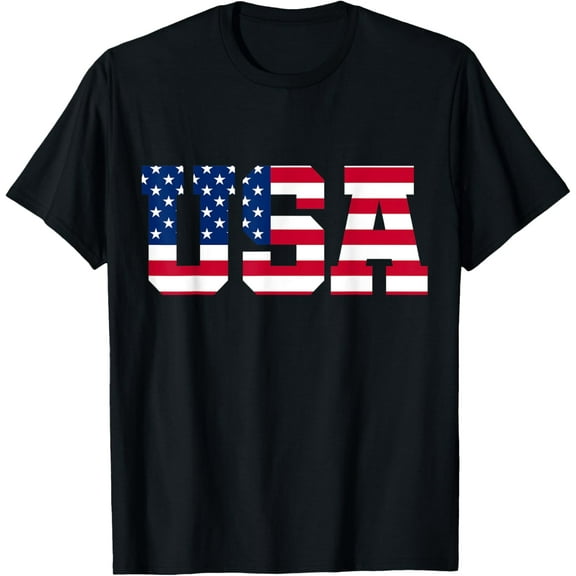 USA T-Shirt USA USA USAMen and women, Black T-shirt, size: Extra large