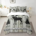 thumbnail image 2 of Manfei Safari Moose 7-Piece Bedding Comforter Set,Jungle Animal Deer King Bedding Sets,Black Gray Bed Sheets For Boys Teens,Microfiber Bedroom Decor, 2 of 8