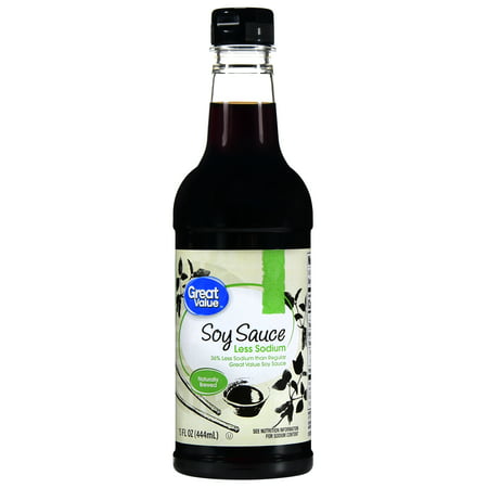 (4 Pack) Great Value Less Sodium Soy Sauce, 15 fl (Best Light Soy Sauce)