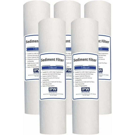 Pack of 5 Compatible Replacment filter set for GE GXWH04F GXWH20F GXWH20S GXRM10 GX1S01R Compatible Filters, 5 Micron Water Filter Cartridges by IPW Industries Inc.