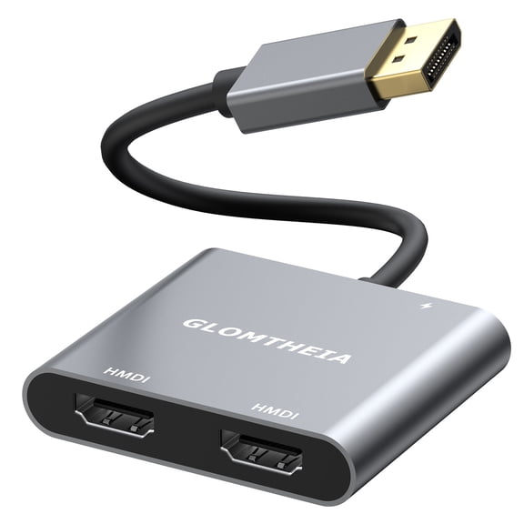 4K 60Hz DisplayPort to Dual HDMI Adapter, MST Splitter for Dual Monitor Extender, Supports Extended & Mirror Mode, Plug and Play, USB Power Cable Included