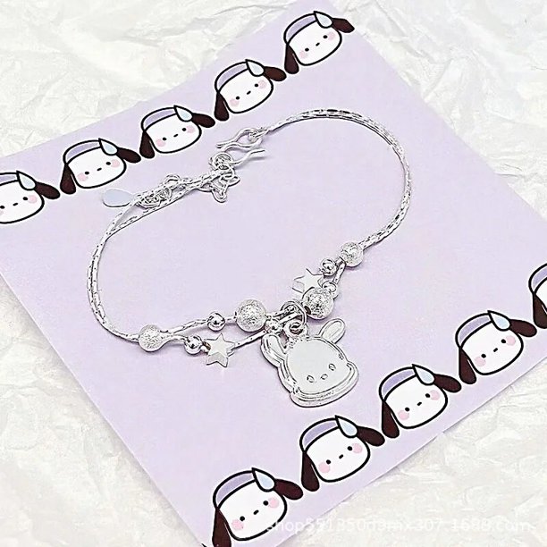 Sanrio Pacha-collar de pulsera de campana de perro para mujer, joyería de corazón de doncella dulce, diseño de nicho, sentido, regalo de cumpleaños, estudiante, nuevo