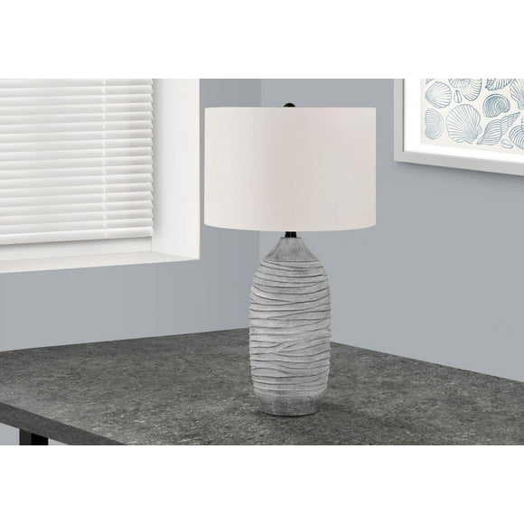 Monarch Specialties Lighting, 27"h, Table Lamp, Grey Resin, Ivory / Cream Shade, Modern