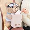 thumbnail image 3 of Cute Car Trash Can with Tissue Holder 2-in-1 Cartoon Bear Plush Tissue Box Vehicle Decoration Console Stuffed Animal Organizer Plush Doll, 3 of 9