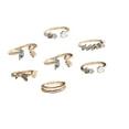 thumbnail image 2 of Stackable Knuckle Rings 7 PCS Set, Elegant Butterfly Flower Rhinestone Diamond Stone Jewel Chain Carved Finger Rings GMYLE for Women Girls Teens (Gold), 2 of 7