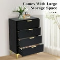 thumbnail image 5 of 4 Drawer Dressers for Bedroom, Wood Dresser with Golden Handles, Storage Chest Cabinet Organizer Unit, Chest of Drawers for Living Room, Closet, Hallway (Black), 5 of 9