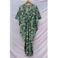 thumbnail image 3 of Banana Leaves Print Cotton Kaftan Dress Long Top Caftan, Dress Beach Wear Cover up, Printed Sleepwear Maxi Dress Boho Kimono Robe, 3 of 6