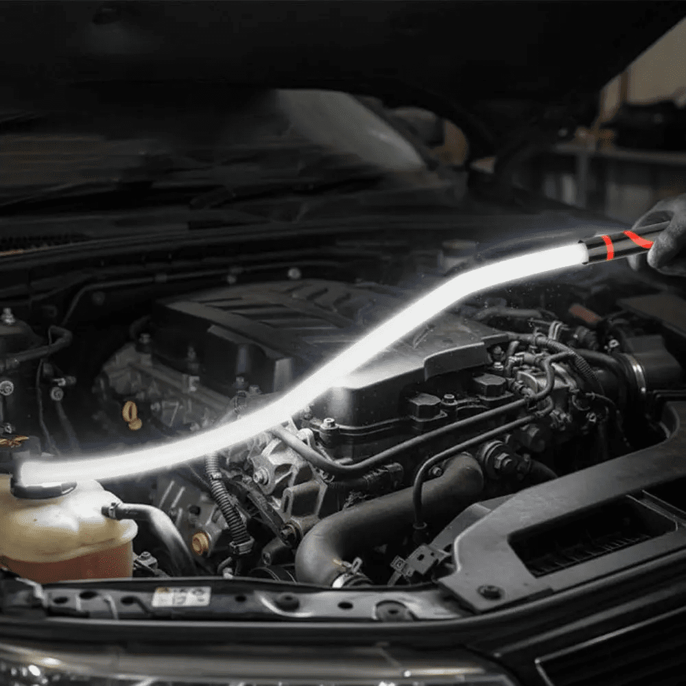 Flexible LED Work Light with Magnetic Base, 360° Bendable Flashlight Stick for Engine Bays & Car Repair, High Lumens Hands-Free Inspection Lamp, Battery Powered