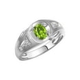 thumbnail image 3 of RYLOS Men's Rings Sterling Silver Rings Classic Designer Style 8X6MM Oval Gemstone & Diamond Ring Peridot August Birthstone Rings For Men Size 8, 3 of 7