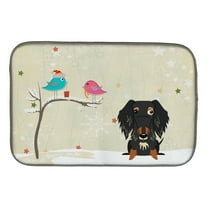 Christmas Presents between Friends Wire Haired Dachshund Dapple Dish Drying Mat
