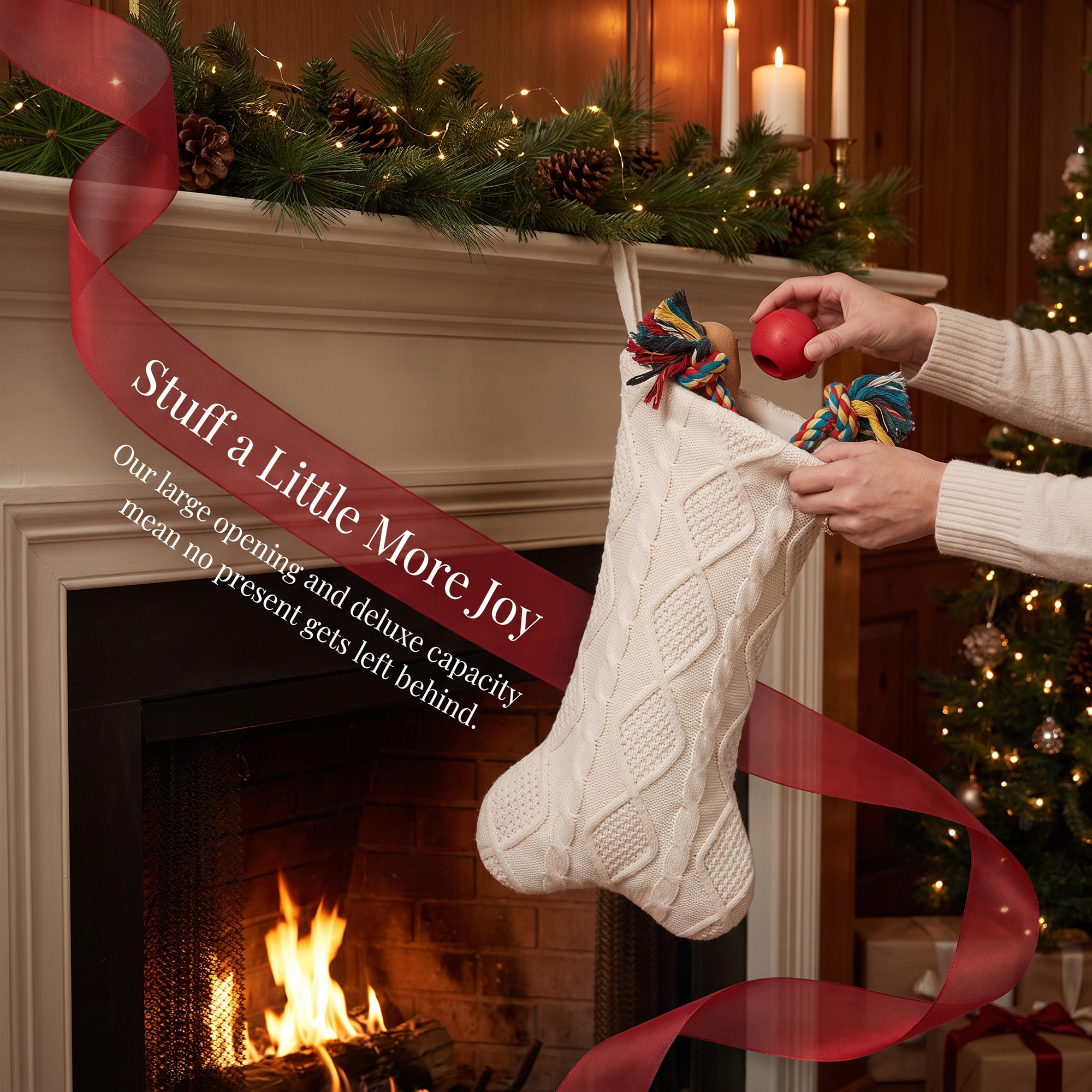 Unique Bargains Cartoon Christmas Stockings Luxury Tiered Mantel Accents White 17"