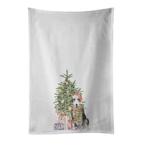 Carolines Treasures CK8191WTKT 28 x 19 in. Unisex Bull Terrier Black Christmas Presents & Tree White Dish Towels Kitchen Towel - Set of 2