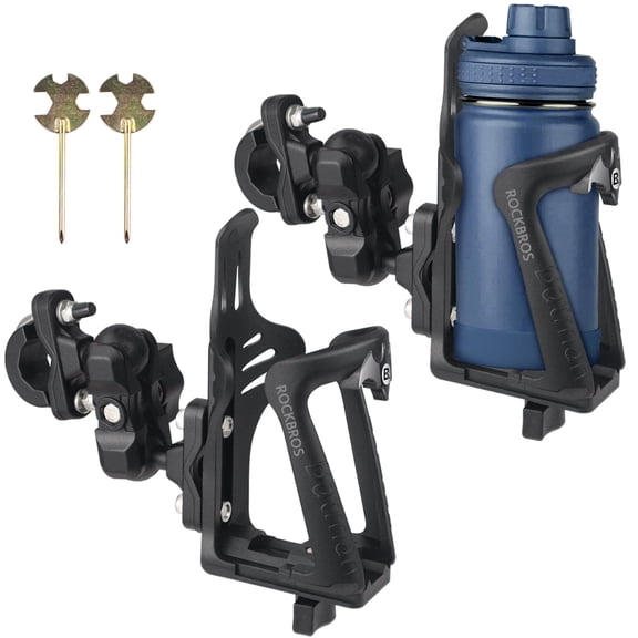 2 Pieces 3D 360° Rotating Motorcycle Cup Holder, Bike Water Bottle Holder, 2.17-3.35in Adjustable Bottle Cage, Drink Holder for Bicycle, ATV, Stroller, Suitable for 0.67-1.18in Diameter Pole