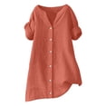 thumbnail image 4 of Women's Solid Color Linen Short Sleeve V-Neck Shirt - Comfortable and Stylish, 4 of 4