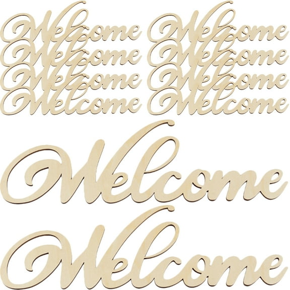 GETAJGHSD Diy Welcome Cut Out Sign Pendant Basswood 20Pcs 11.2X4.5X0.1In