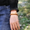 thumbnail image 4 of Nvzi Pulsera elástica con cuentas de madera para hombre - Negro A, 4 of 4