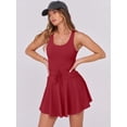 thumbnail image 2 of Vestido de tenis Caracilia Workout con bolsillos cortos rojo para mujer, 2 of 8